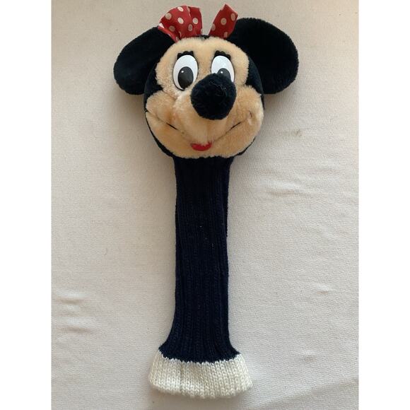 Vintage MINNIE MOUSE GOLF CLUB Plush HEADCOVER Disneyland Knit Cover Bow No Tag - Picture 1 of 6
